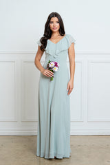 Eva USA 3328 Classic Minimalist Chiffon Bridesmaid Or Formal Gown