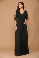 Eva USA EV3345 Chiffon Bridesmaids Dress with Flutter Sleeves