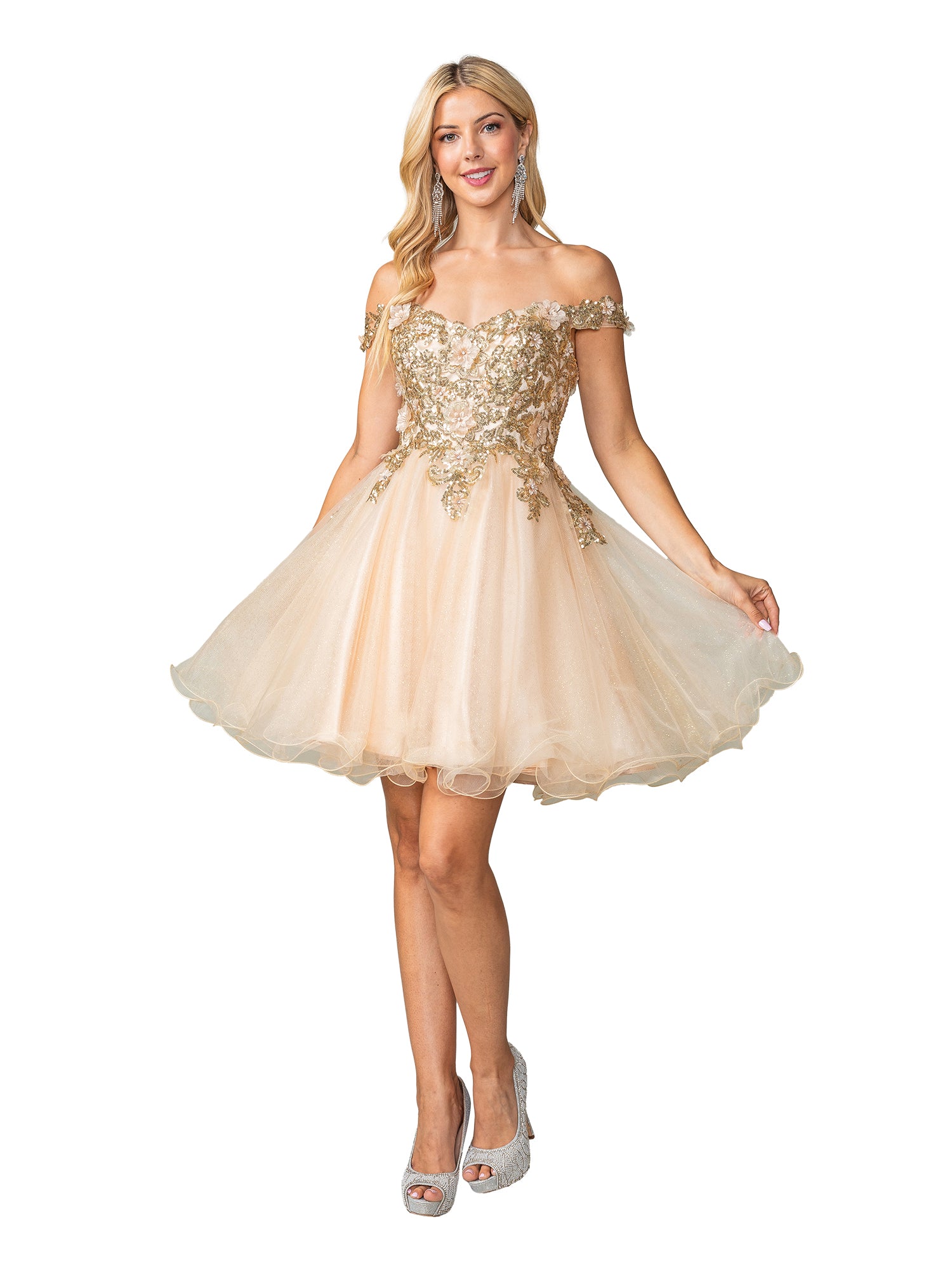 Dancing Queen 3349 Short Sparkle Tulle Homecoming or Prom Dress