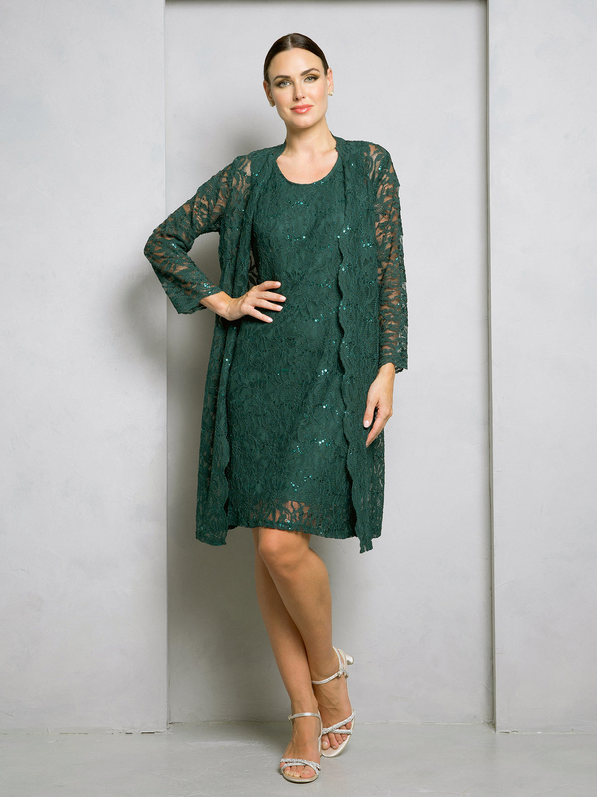 Eva USA 3365 Short Lace Mother Of The Bride Dress With Matching Jacket