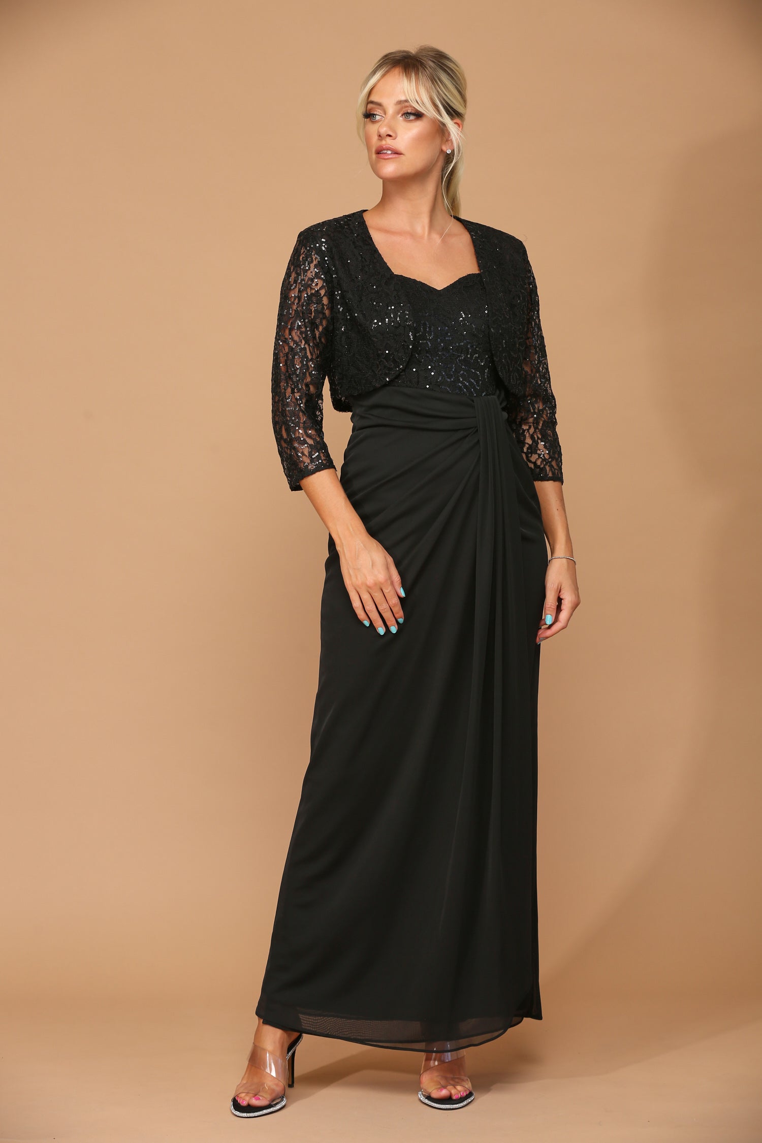 Eva USA 3406 Lace and Chiffon Mother's Gown with Bolero Jacket