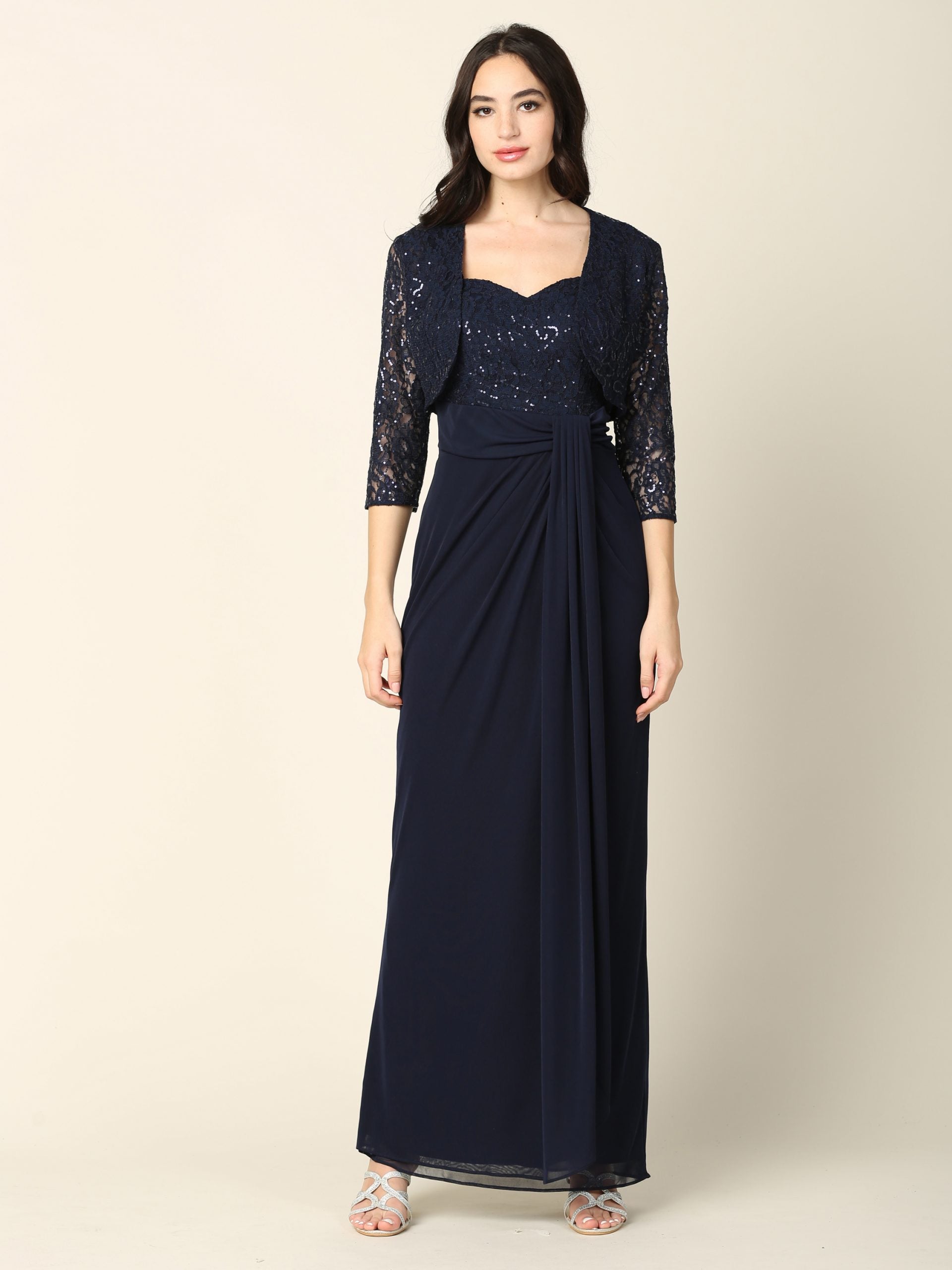 Eva USA 3406 Lace and Chiffon Mother's Gown with Bolero Jacket