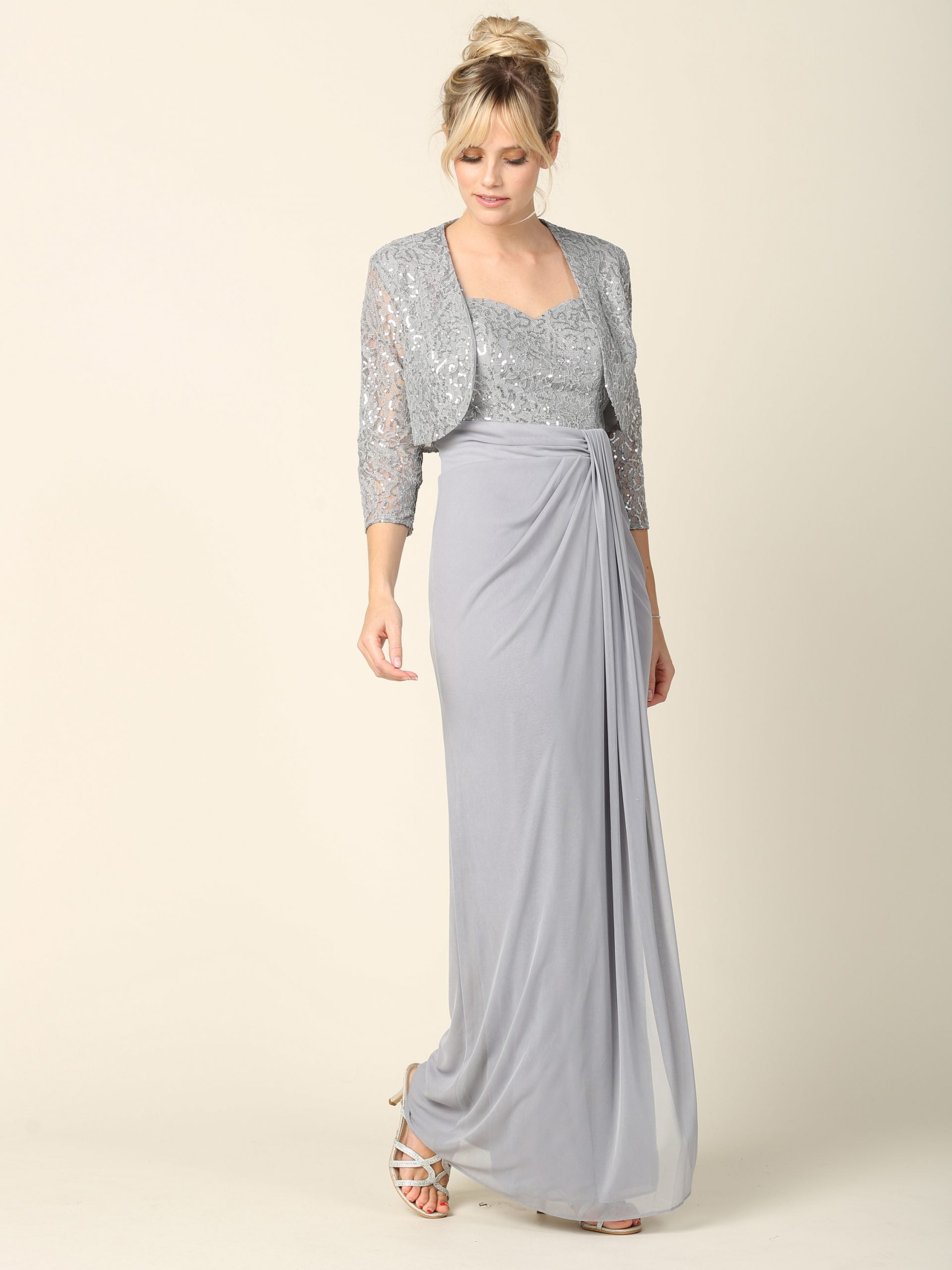 Eva USA 3406 Lace and Chiffon Mother's Gown with Bolero Jacket