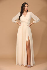 Eva USA EV3410 Chiffon Balloon Sleeve Bridesmaids Dress