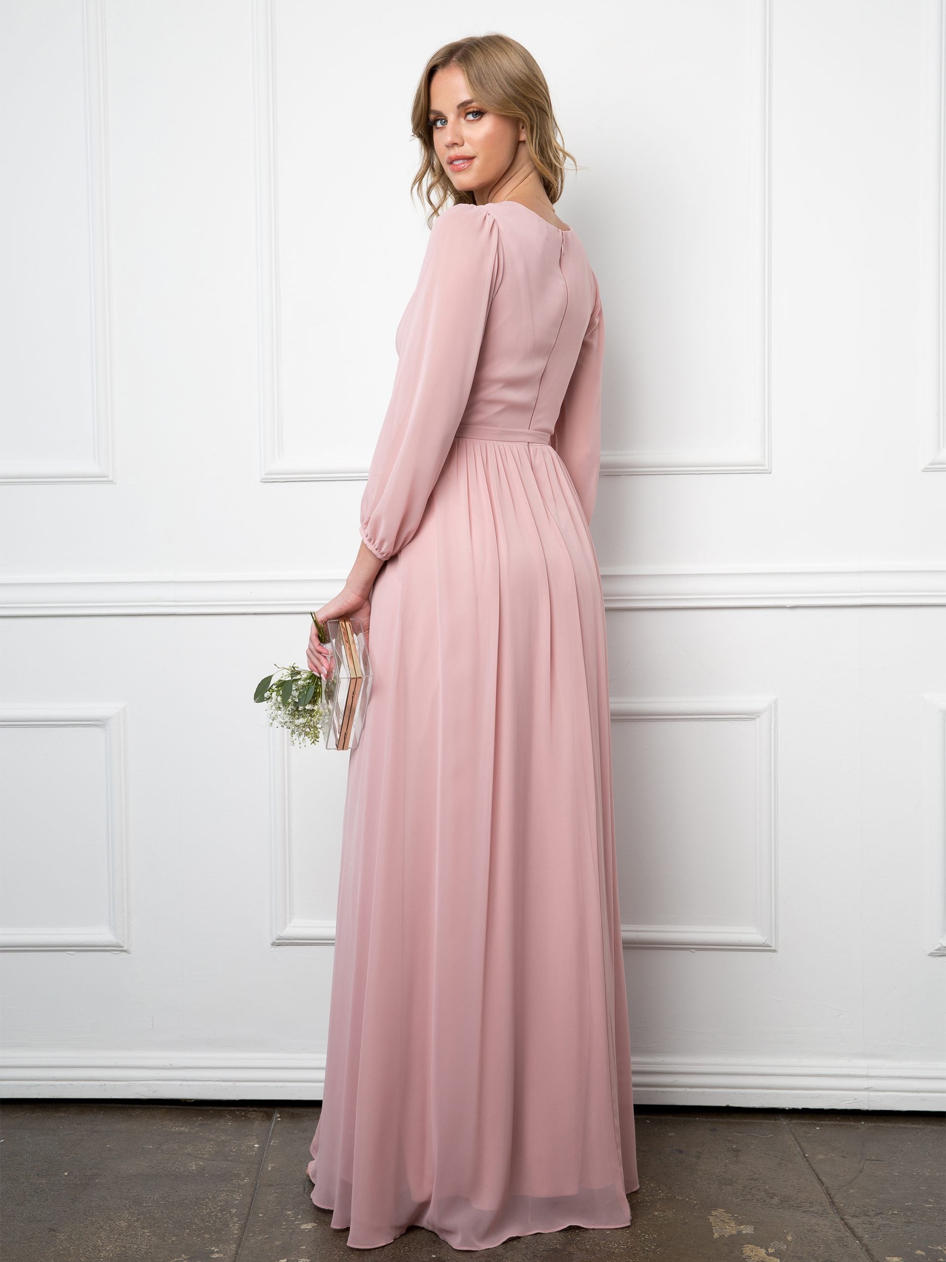 Eva USA 3410 Chiffon Balloon Sleeve Bridesmaids Dress