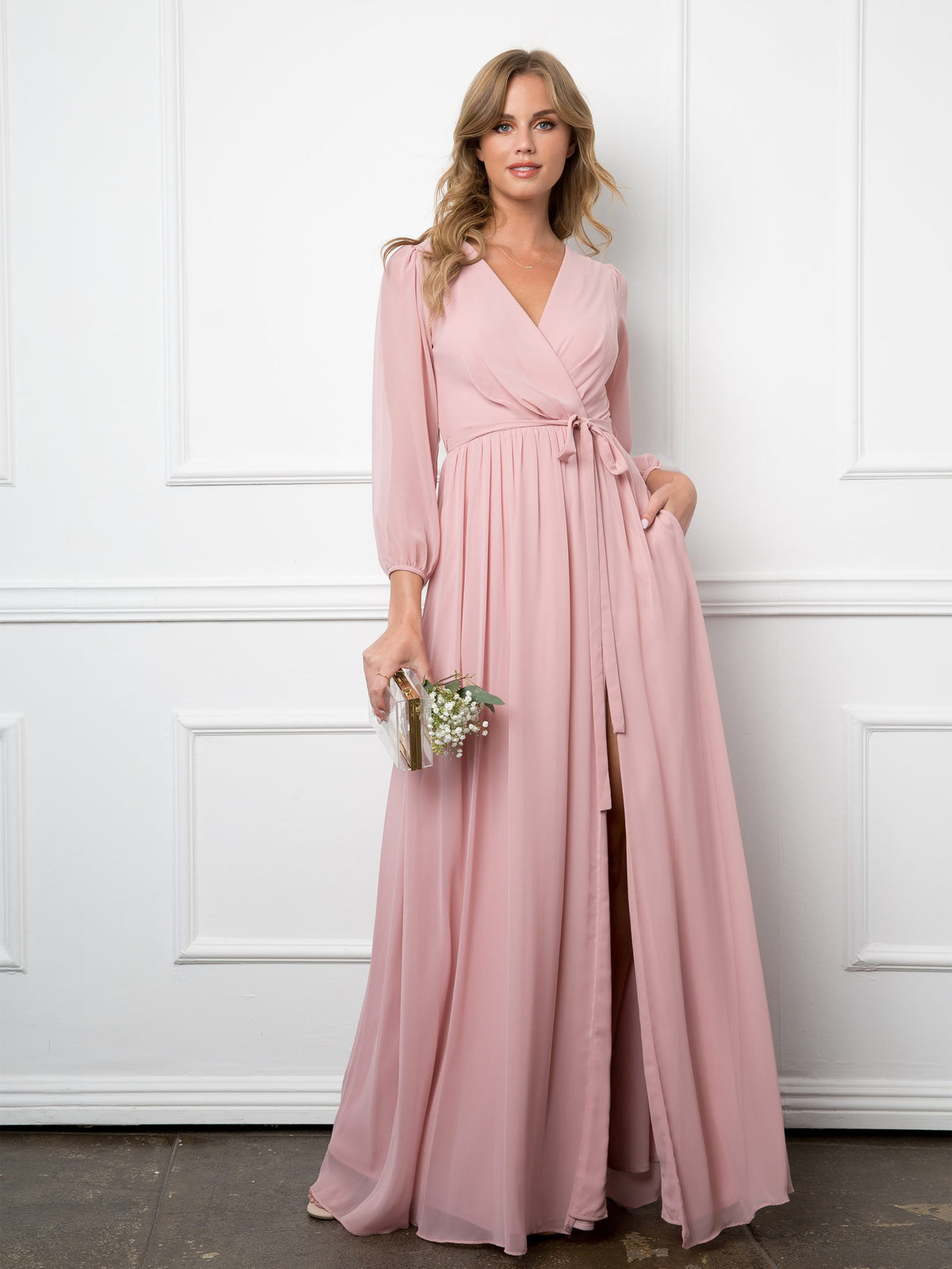 Eva USA 3410 Chiffon Balloon Sleeve Bridesmaids Dress