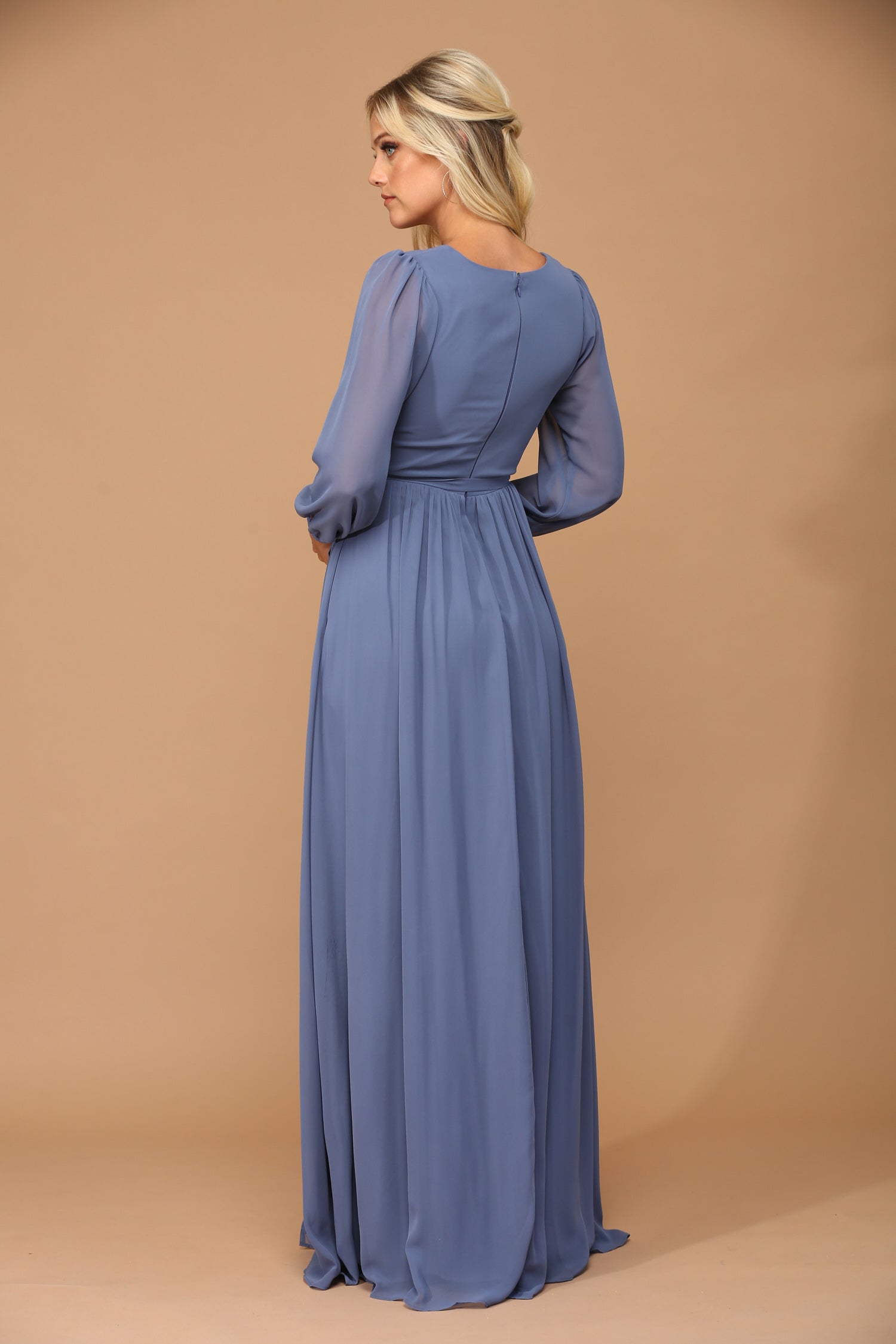 Eva USA 3410 Chiffon Balloon Sleeve Bridesmaids Dress