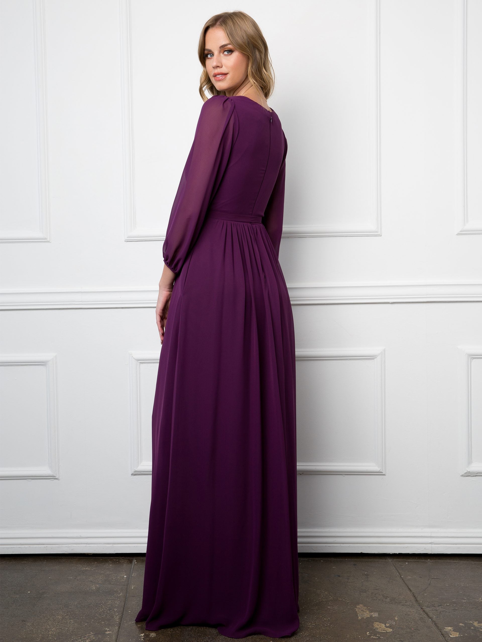 Eva USA 3410 Chiffon Balloon Sleeve Bridesmaids Dress