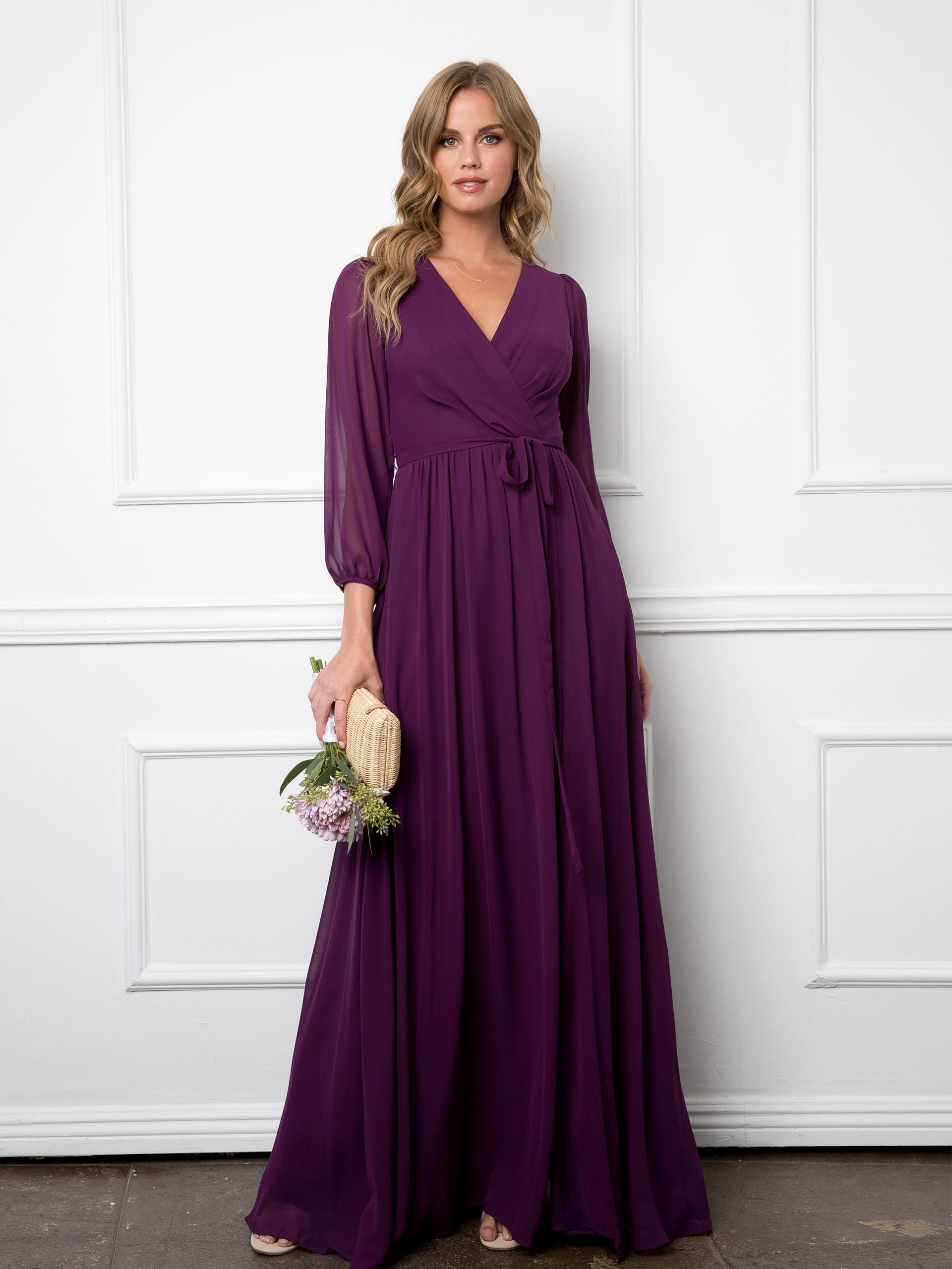 Eva USA 3410 Chiffon Balloon Sleeve Bridesmaids Dress