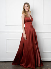 Eva USA 3423 Satin Bridesmaid Dress With Pockets