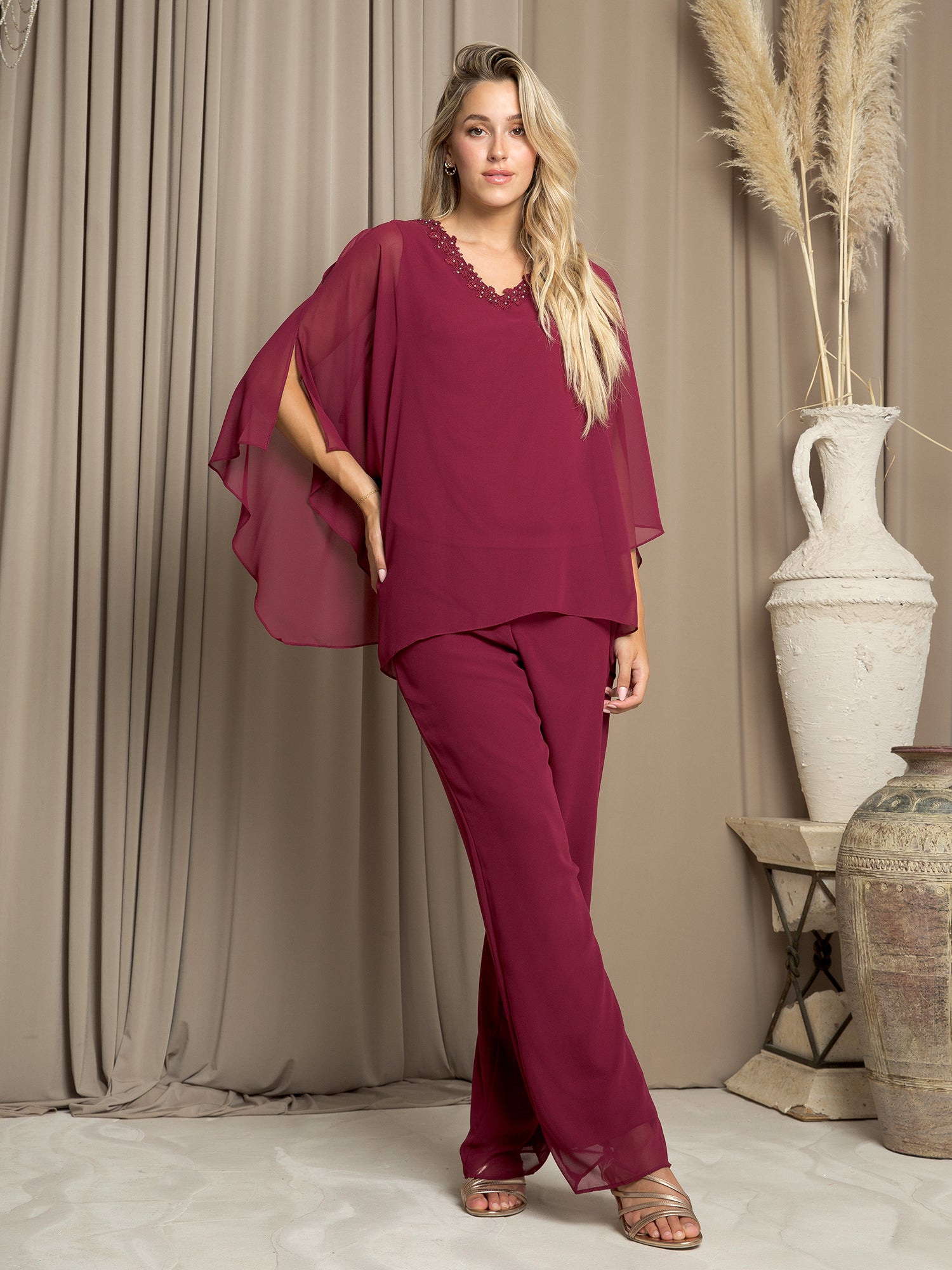 Eva USA 3463 Women's Chiffon Pant Suit