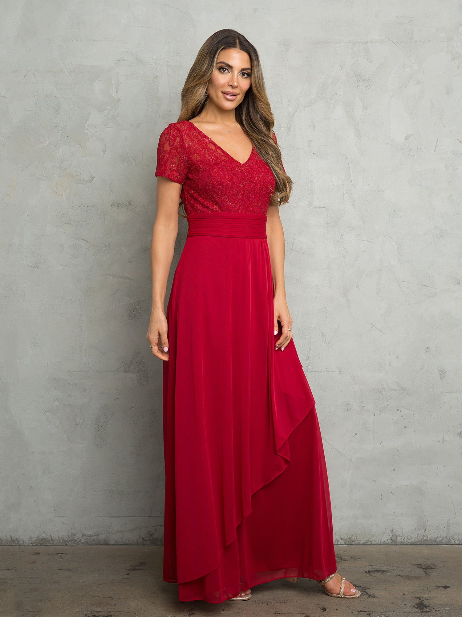Eva USA EV-3486 Chiffon and Lace Mother's Formal Gown