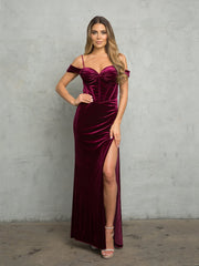 Eva USA EV3488 Long Velvet Formal Gown