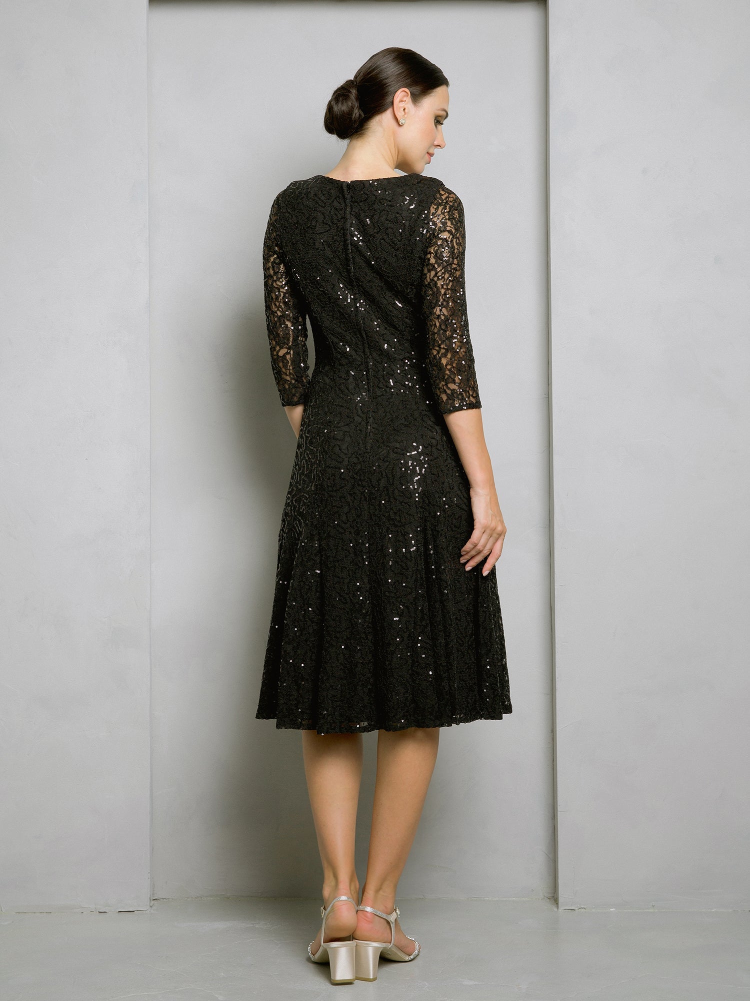 Eva USA 3497 Short Sequined Formal Gown Bridesmaid or Mother of the Bride