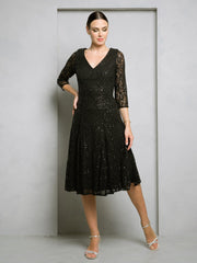 Eva USA EV3497 Short Sequined Formal Gown Bridesmaid or Mothers