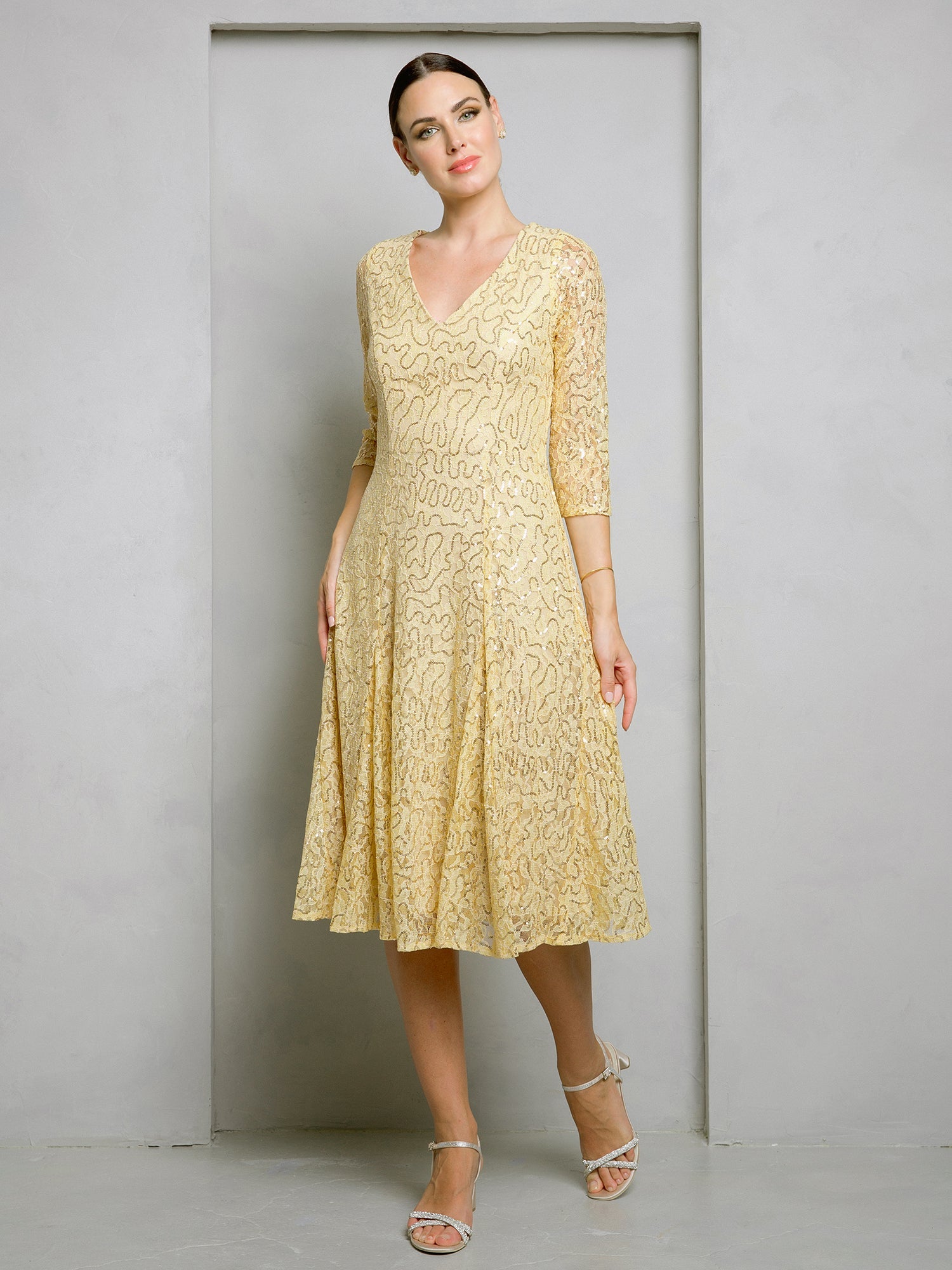 Eva USA 3497 Short Sequined Formal Gown Bridesmaid or Mother of the Bride