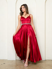 Eva USA 3506 Charmeuse Satin Bridesmaid Dress With Corset Back