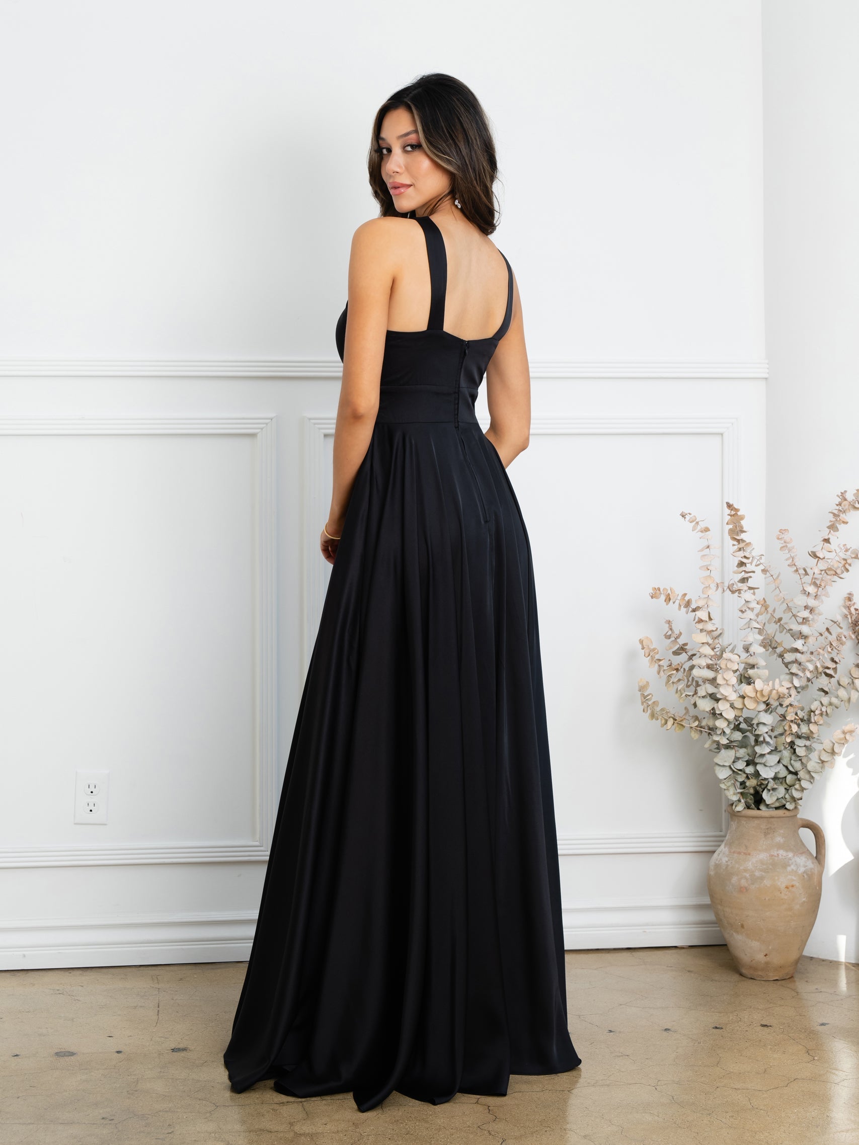 Eva USA 3512 Faux Halter Satin Bridesmaids Dress