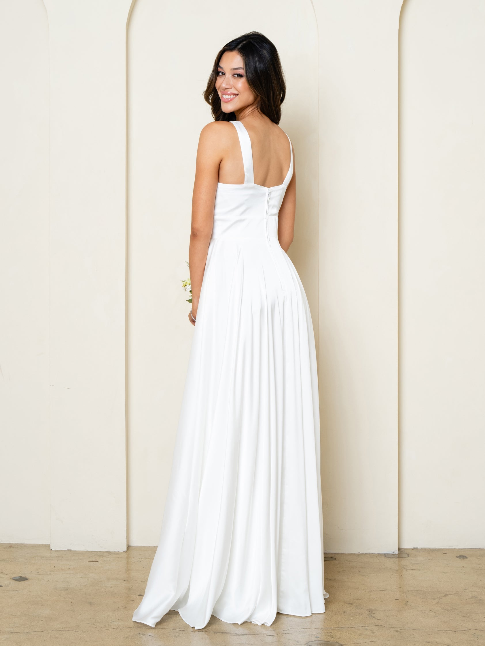 Eva USA 3512 Faux Halter Satin Bridesmaids Dress