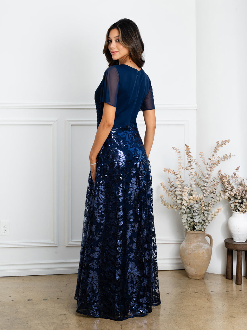 Eva USA EV-3519 Chiffon and Lace Mother of the Bride or Groom Gown