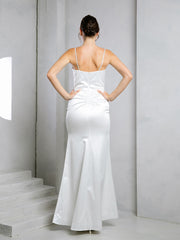 Eva USA 3525 Minimalist Wedding Gown Stretch Satin With Rhinestone Straps