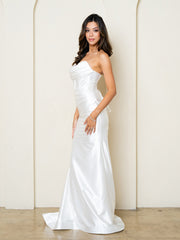 Eva USA 3526 Strapless Fit And Flare Wedding Gown In Stretch Satin
