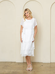 Eva USA 3535 Layered Chiffon Mother's Tea Length Dress