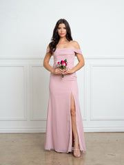 Eva USA 3537 Minimalist Classic Off The Shoulder Bridesmaid Dress In Chiffon