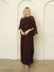 Eva USA 3538 Chiffon Layered Bridesmaid Or Mothers Gown With Poncho
