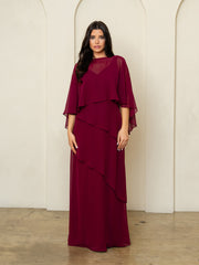 Eva USA 3538 Chiffon Layered Bridesmaid Or Mothers Gown With Poncho