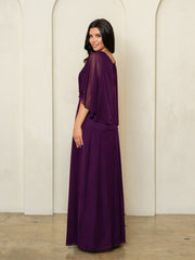 Eva USA 3539 Stretch Chiffon Mother's Gown With Cape Sleeves