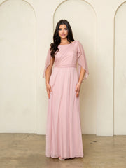 Eva USA 3539 Stretch Chiffon Mother's Gown With Cape Sleeves