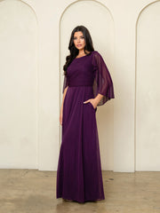 Eva USA 3539 Stretch Chiffon Mother's Gown With Cape Sleeves