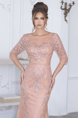 Lenovia 8369 Mesh Lace and Beaded Fitted Mother's Formal Gown