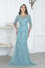 Lenovia 8369 Mesh Lace and Beaded Fitted Mother's Formal Gown