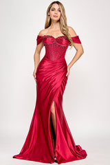 Lenovia 8403 Beaded Stretch Satin Prom Homecoming Gown