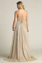 Chicas 4022 Floor Length Shimmer Bridesmaids Dress With Pockets