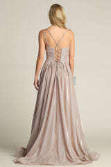 Chicas 4022 Floor Length Shimmer Bridesmaids Dress With Pockets