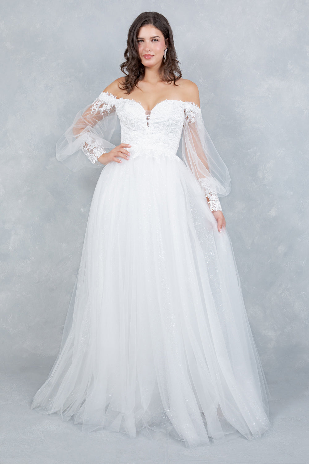 Cinderella Couture 4233 Off-The-Shoulder Lace & Illusion Wedding Gown