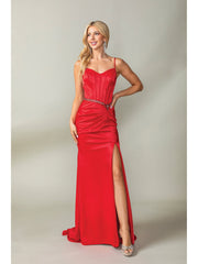 Dancing Queen 4403 Satin Prom Gown With Jeweled Accents