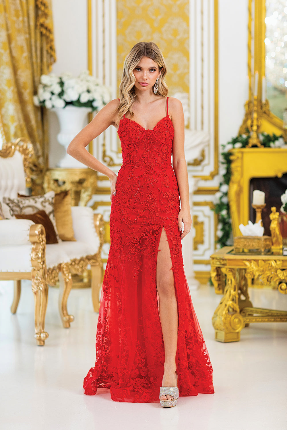 Dancing Queen 4501 Fitted Lace Prom Gown