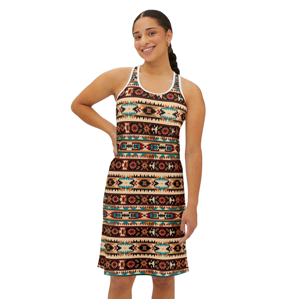 Ralee Fashion Aztec Boho Chic Women's Racerback Dress, Summer Fashion, Vacation Outfit, Casual Wear, Festival Dress, Bohemian Style