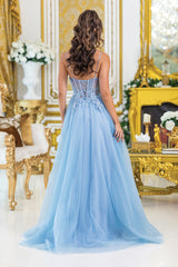Dancing Queen 4529 Shimmer Tulle Prom Gown With Corset Back