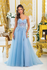 Dancing Queen 4529 Shimmer Tulle Prom Gown With Corset Back