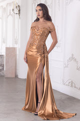 Lenovia 8397 Embroidered Fitted Satin Prom Or Formal Gown