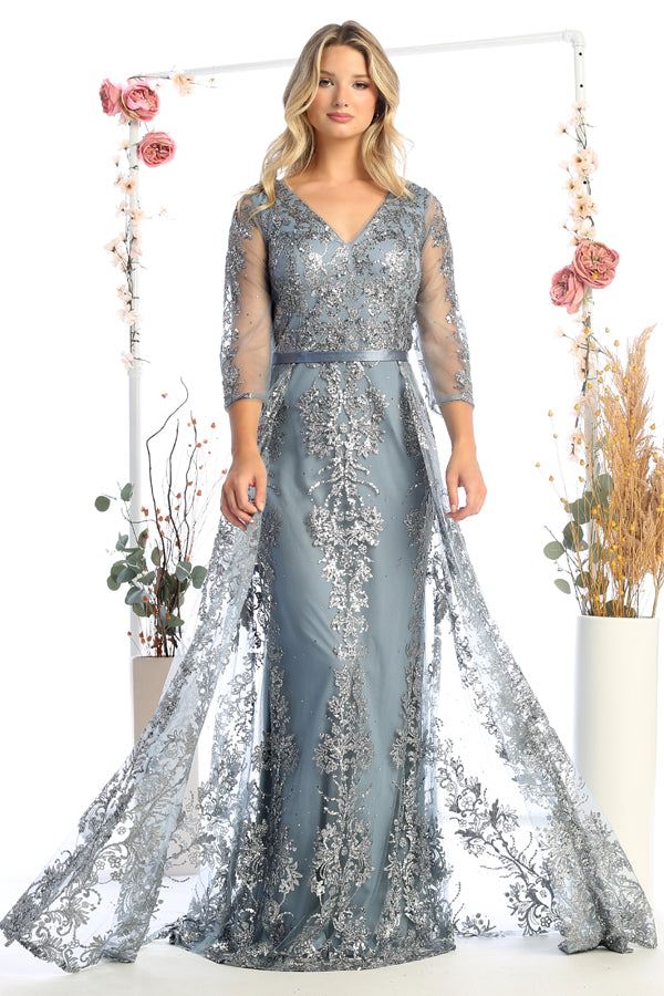 Cindy Collection 50445 Mother of the Bride Gown With Embroidered Overlay