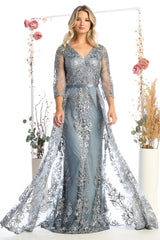 Cindy Collection 50445 Mother of the Bride Gown With Embroidered Overlay