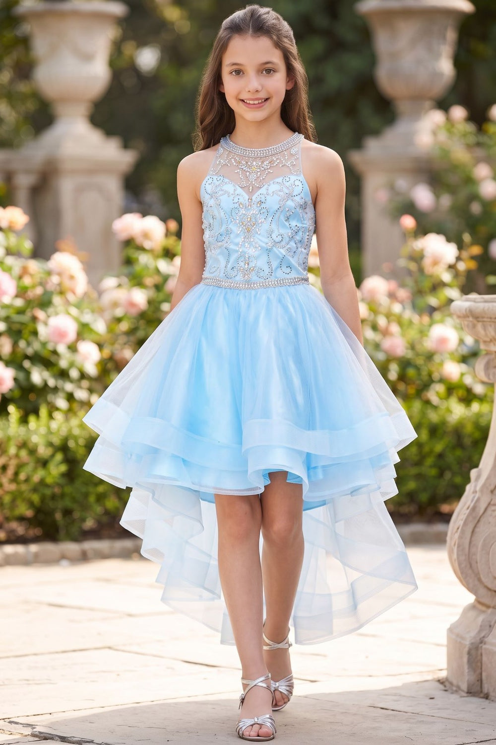 Cinderella Couture 5101 Girls Beaded Hi-low Pageant Gown With Layers