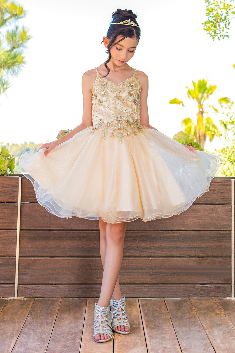Cinderella Couture Kids 5112 Short Pageant Dress with Rhinestones