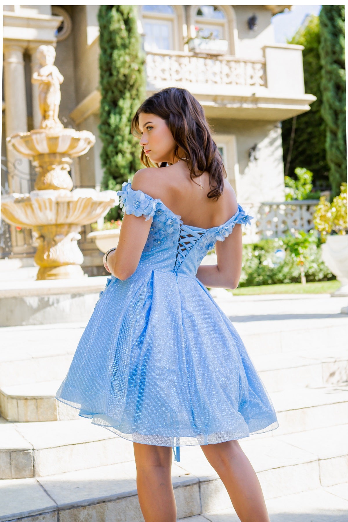 Cinderella Couture 5120J Short 3D Flower Party or Homecoming Dress